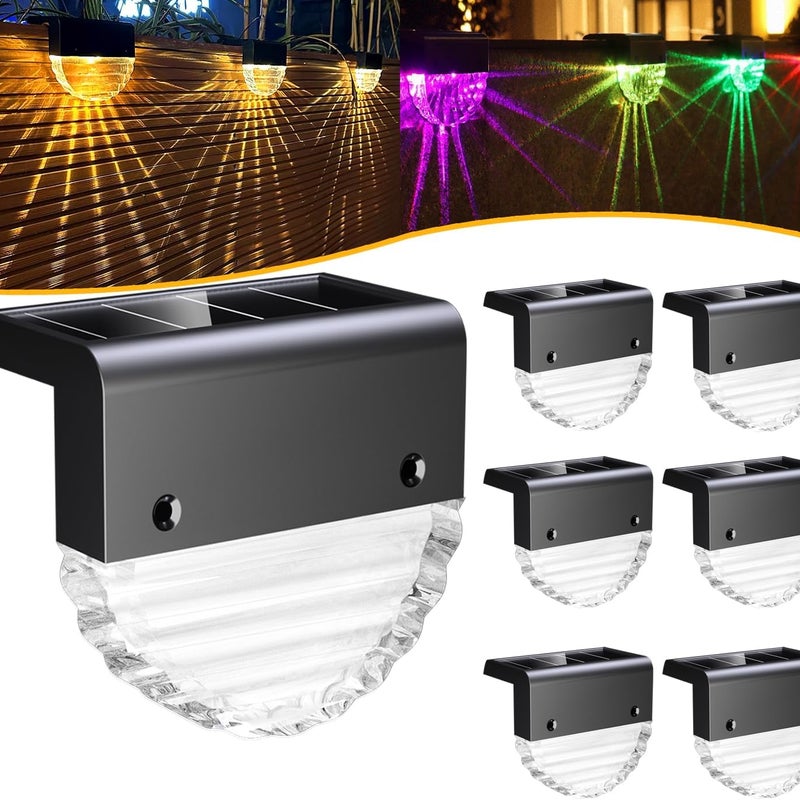 Zestaw 6 lamp solarnych do ogrodu i na taras, oświetlenie ścienne LED, idealne do oświetlania schodów i ogrodzeń