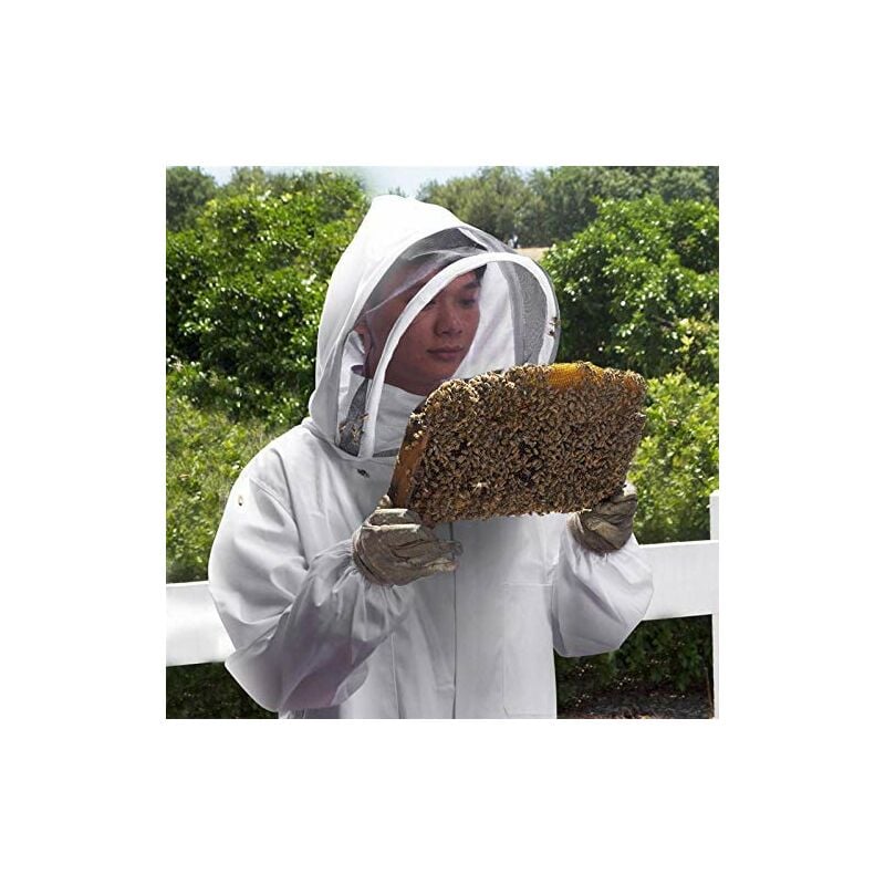 Combinaison d'Apiculture pour Tout le Corps Vêtements à Capuchon avec Voile Manteau de Protection pour Apiculteurs Costume Apicole (XXL) - 3