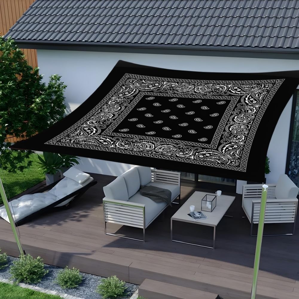 Żagiel przeciwsłoneczny wodoodporny, wzór mandali 3D, ochrona UV, prostokątny, do ogrodu (1,5 x 1,5 m)
