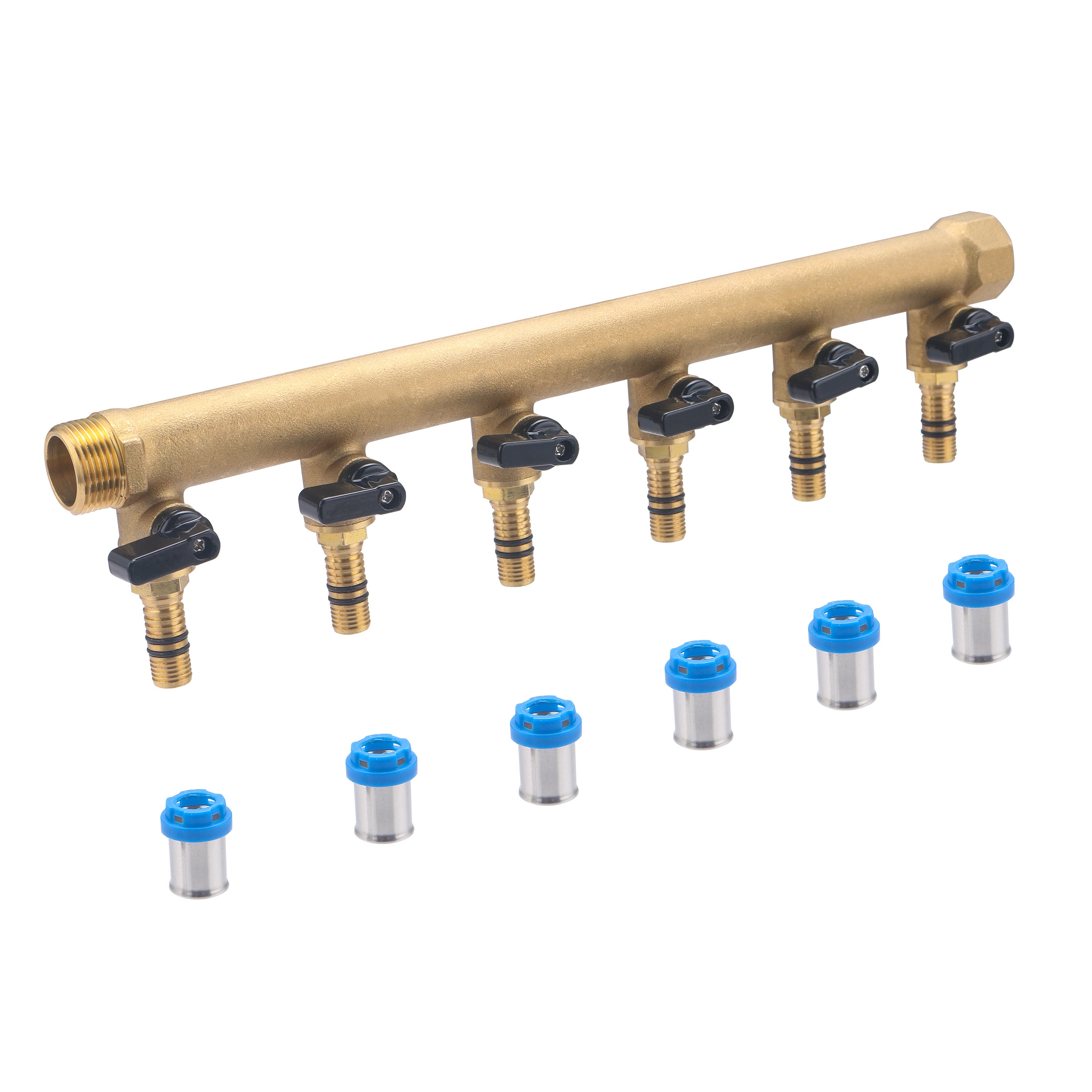 Collecteur mâle - femelle 20x27 - 6 départs multicouche à sertir Ø16 à vannes NOYON & THIEBAULT - 7