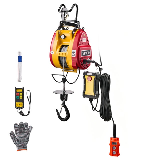 Palan Électrique VEVOR Portable 2 en 1 Treuil Électrique 300 kg Treuil de Levage 1500 W pour Usine Entrepôt, Hauteur de Levage 30 m Vitesse 18,9 m/min