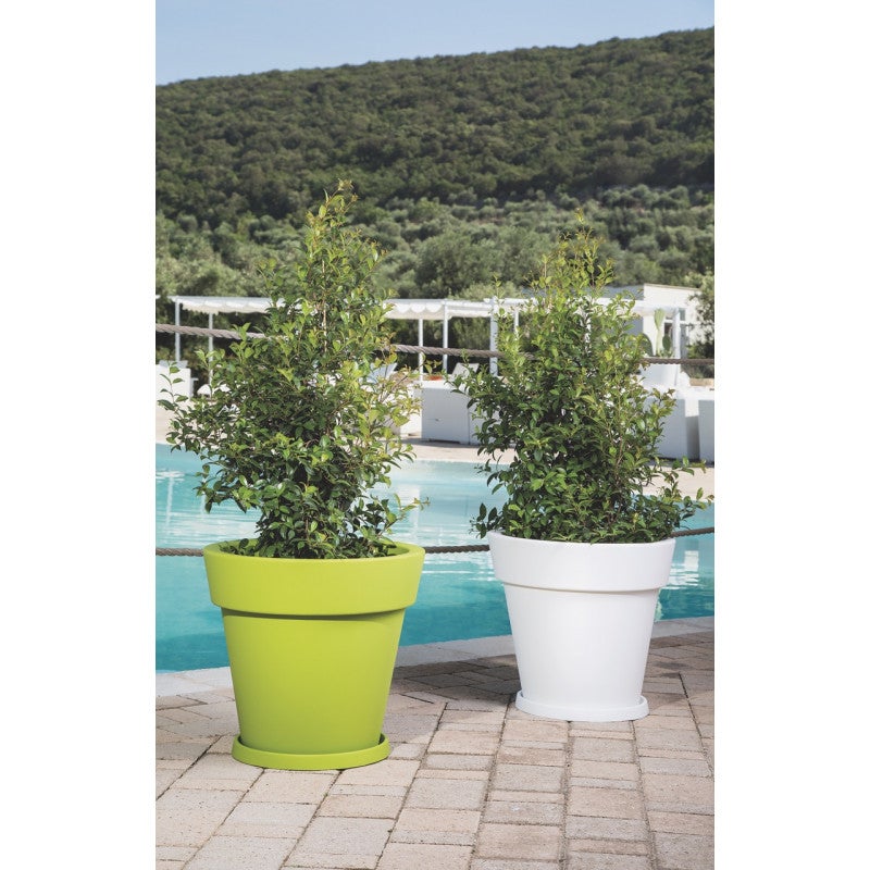 Vase design moderne Ø50 H44 en polymère vert résistant pour l'intérieur et l'extérieur - Fabriqué en Italie - Monacis - 6