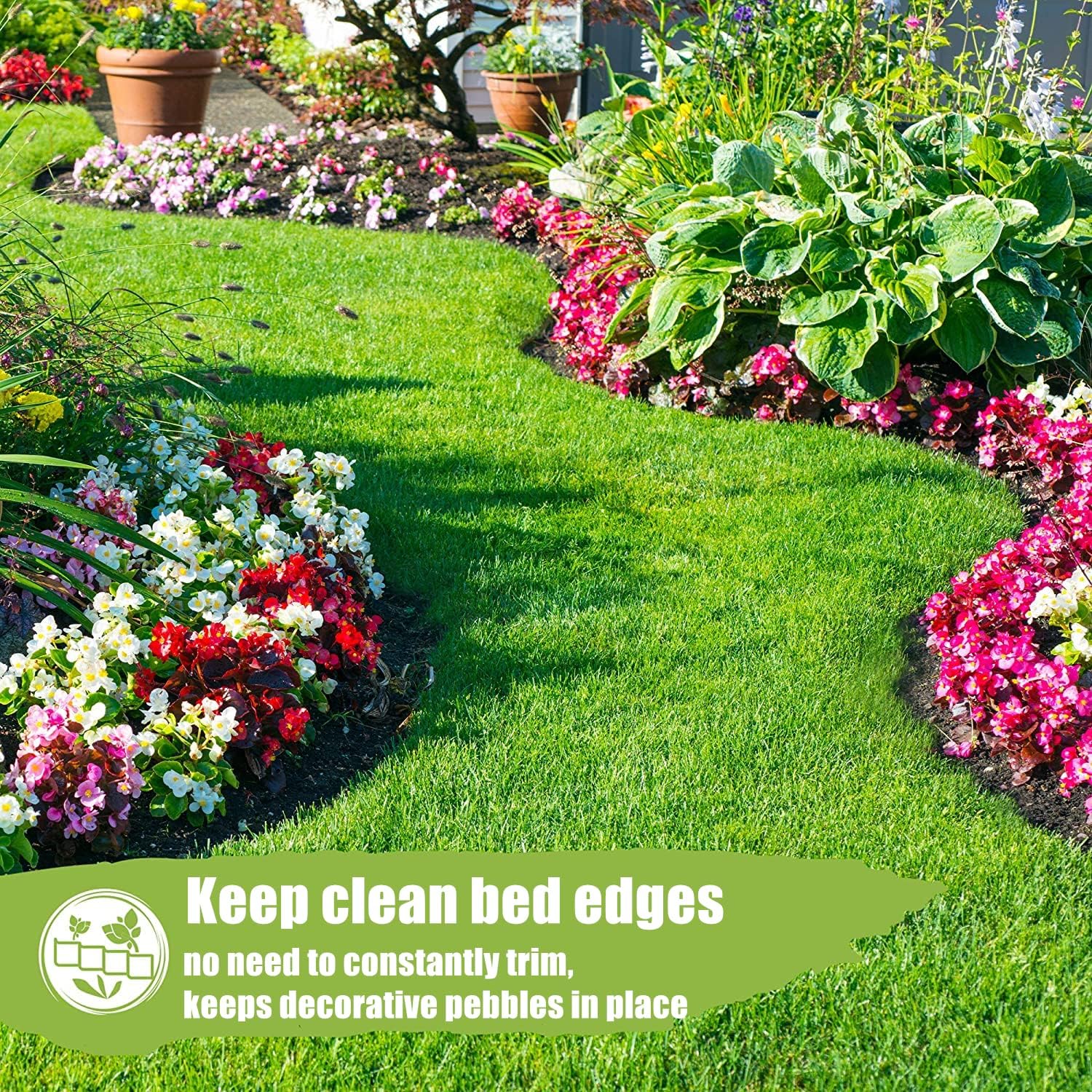 Bordure de Jardin en Plastique, 9m x 10cm Clôture de Bordure de Pelouse Flexible pour Bordures de Jardin, Parterres de Fleurs et L'aménagement Extérie - 5