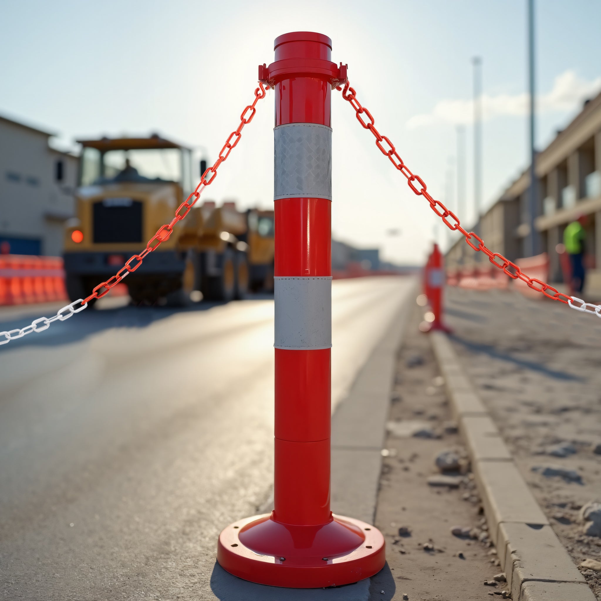 Wiltec Catena plastica bianca e rossa, catena di sbarramento lunga 5 m con Ø 6 mm, catena di sicurezza per interno ed esterno, per cantieri, parche - 7