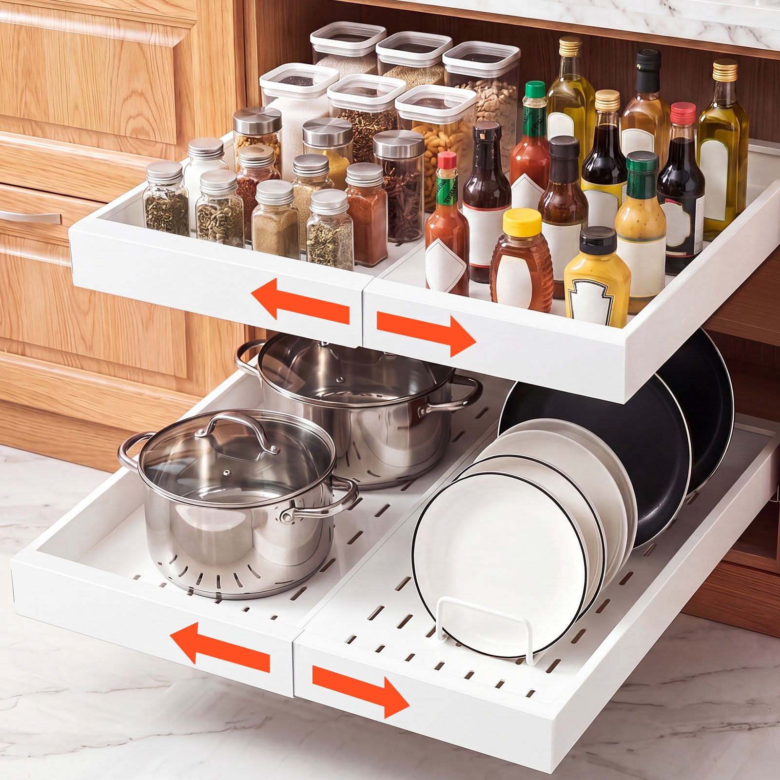 Cabinet des bucătării VEVOR cu ușă deschizătoare 2PC, alb, organizator de dulap, mobilier, gospodărie, baie, casă