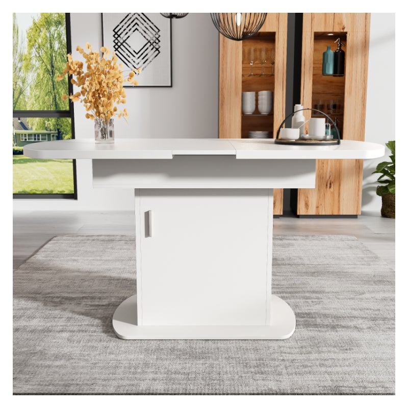 Ausiehbarer owalny Esstisch L110/130×70×75cm mit Stauraum, nowoczesny, platzsparend i wielofunkcyjny