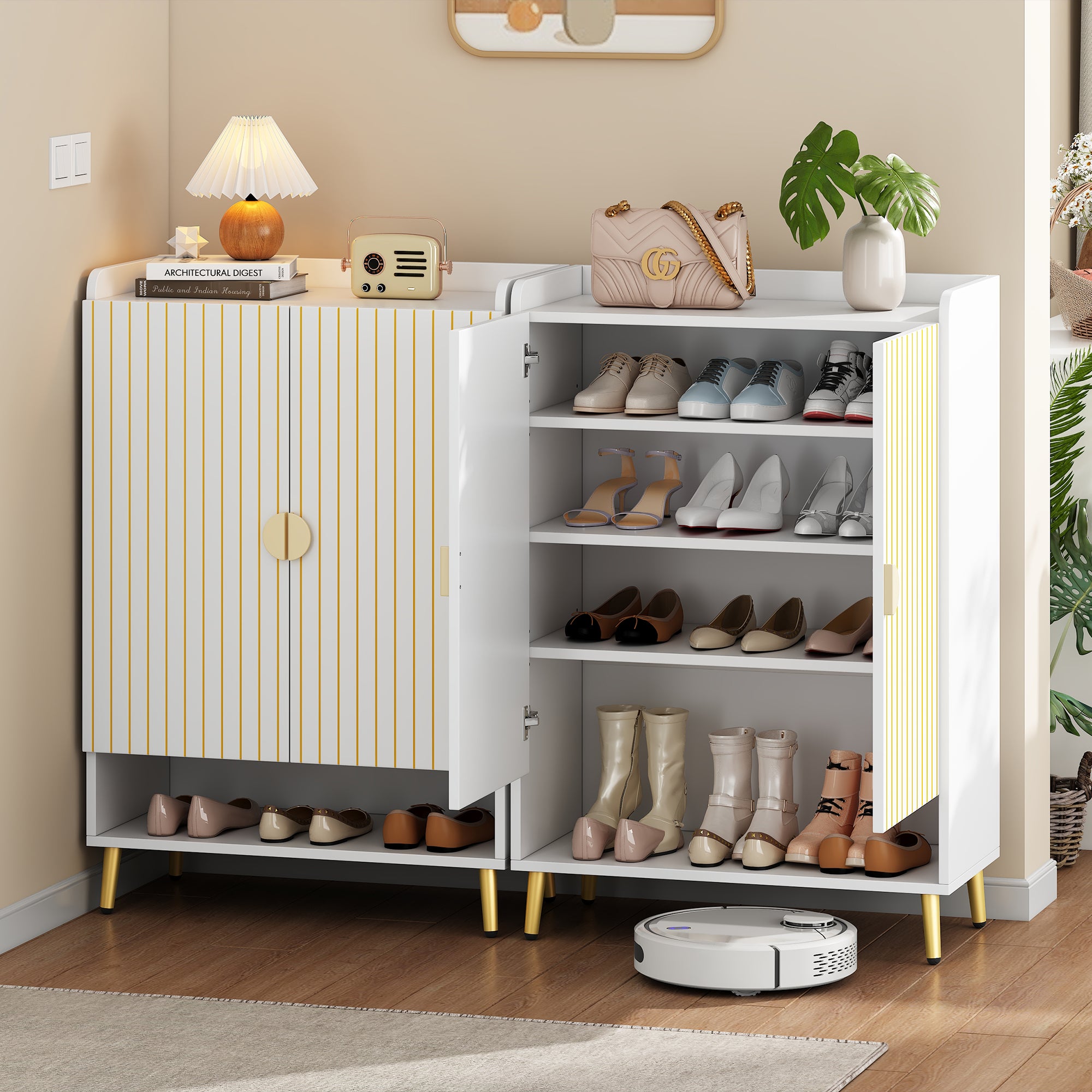 HOMCOM Scarpiera 24 Paia di Scarpe 3 Ripiani Estraibili e Mensola | Italy