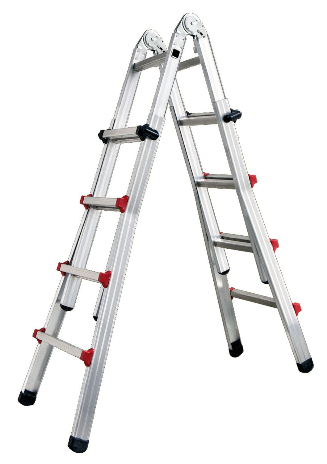 Escalera telescópica de aluminio con base extendida y tramos ...