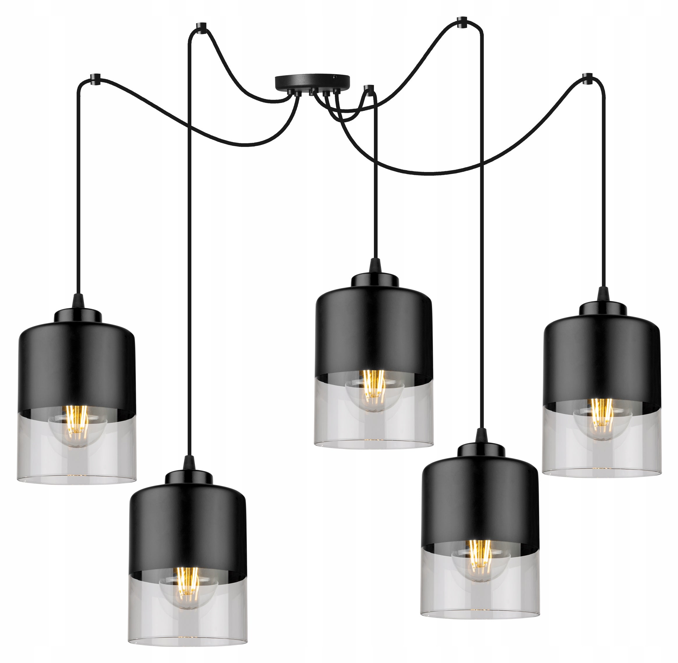 Lampa sufitowa wisząca Spider Roma loft 5xE27 abażur walec grafitowy Light Home LH