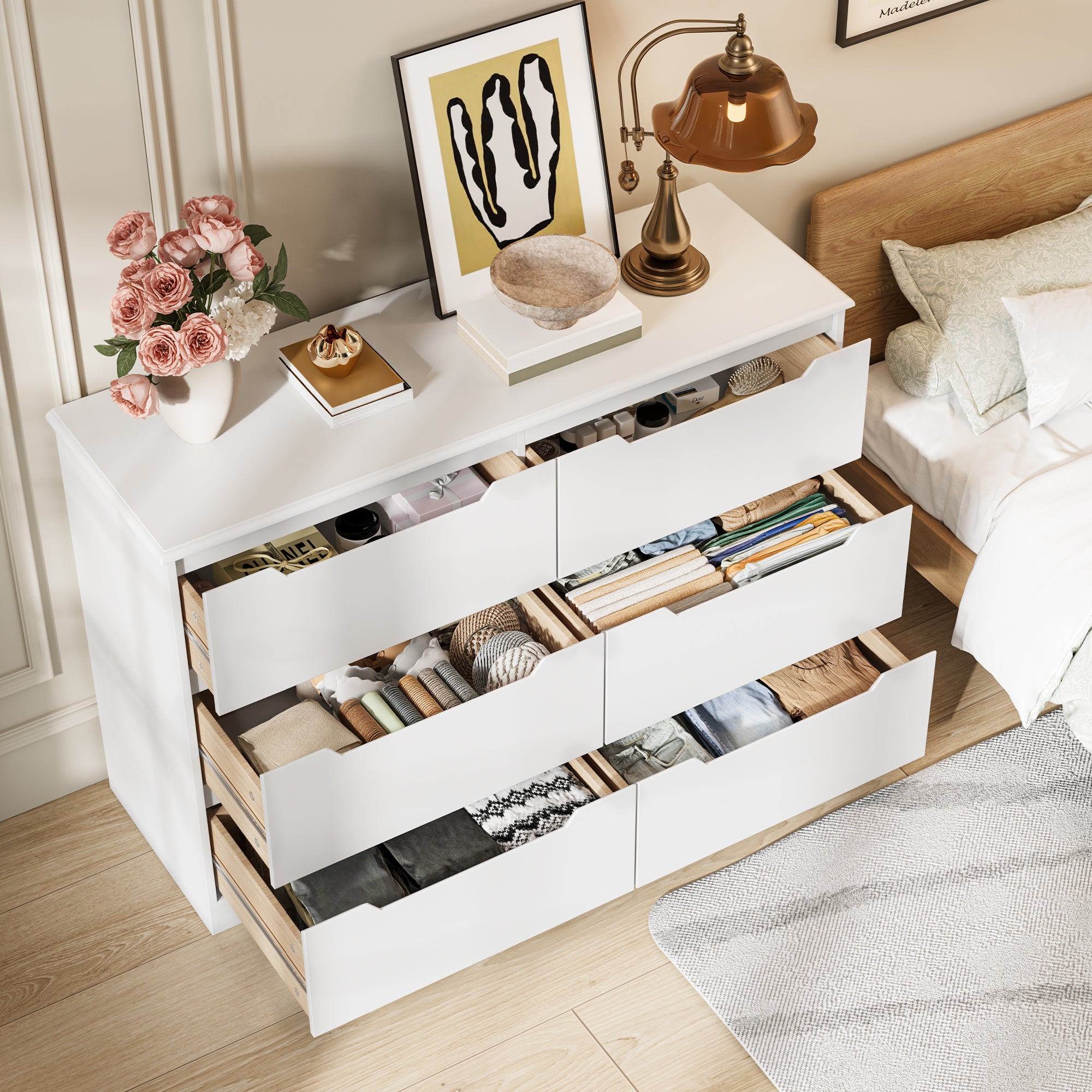 Cómoda de 6 Cajones Blanco 120 x 40 x 80 cm Bealife - 4