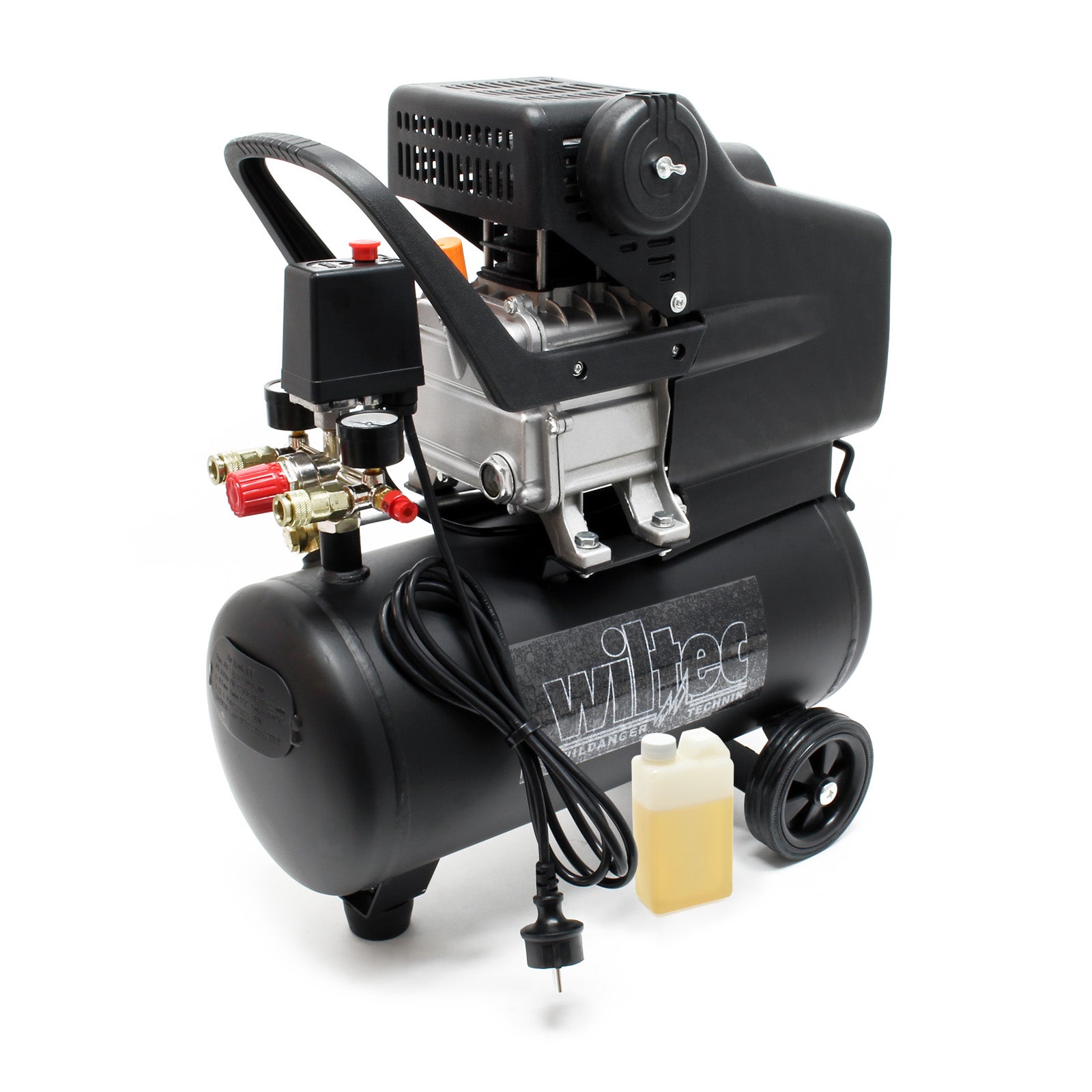 Compresseur D'Air Wiltec 50L - 1500W, 212 L/min, 8 Bars, Mobile Avec Roues
