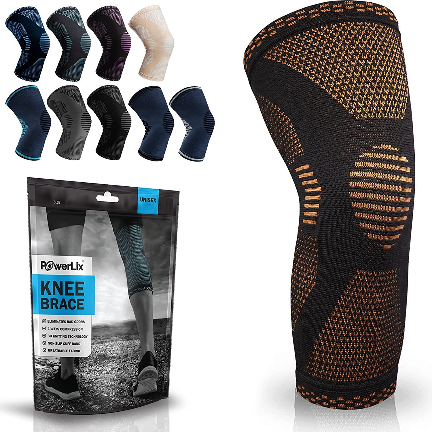 LINNIW Ginocchiera Ortopedica Professionale Con Cinghie Regolabili - 1 Coppia, Grigia - Per Sport, Corsa, Artrite E Recupero