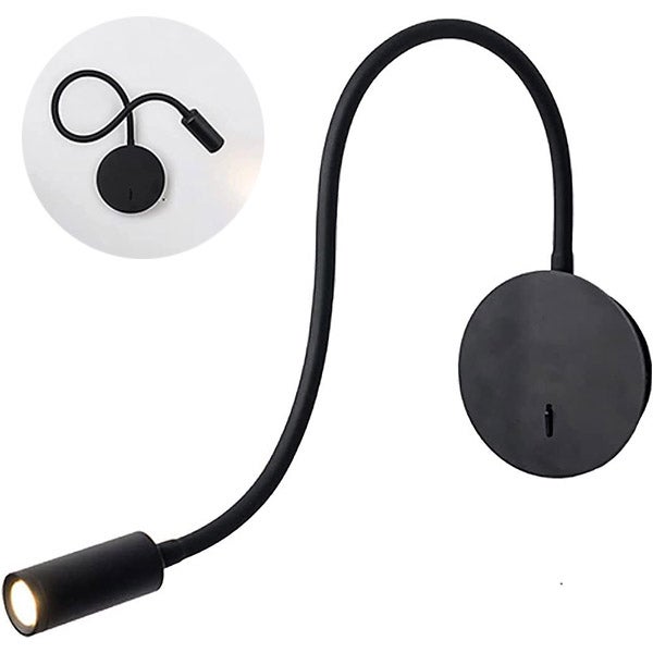 Lampa ścienna LED ， Regulacja 360° - Ciepłe światło 3W 3000K - Port USB - Idealna do sypialni, salonu, przedpokoju (nowoczesna lampka nocna)