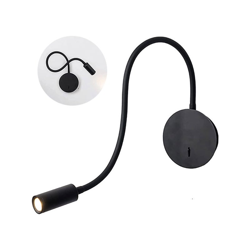 Lampa ścienna LED , Regulacja 360° - Ciepłe światło 3W 3000K - Port USB - Idealna do sypialni, salonu, przedpokoju (nowoczesna lampka nocna)