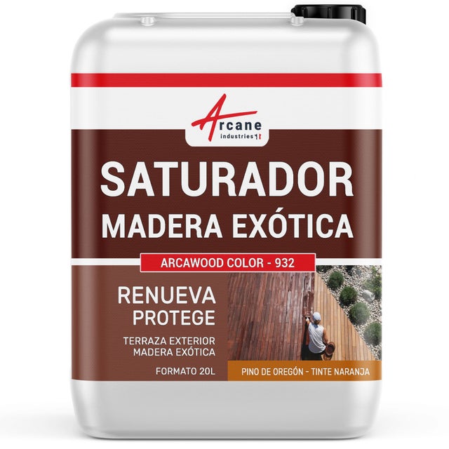 Saturador Madera Exótica para Teca, Ipé, Cumaru... : ARCABOIS EXOTIQUE - 20 L (hasta 100 m²) Pino de Oregón - Tinte Naranja - ARCANE INDUSTRIES