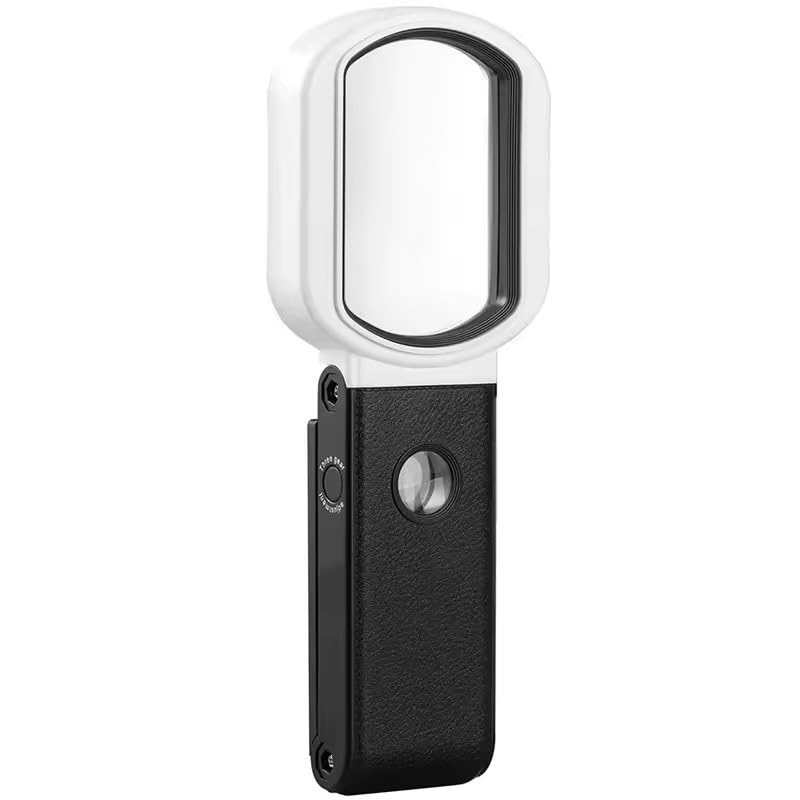 Lupa składana 10X/25X z oświetleniem LED, przenośna lupa biurkowa z wbudowaną skalą do czytania, szycia, lutowania, biżuterii, znaczków, monet itp.