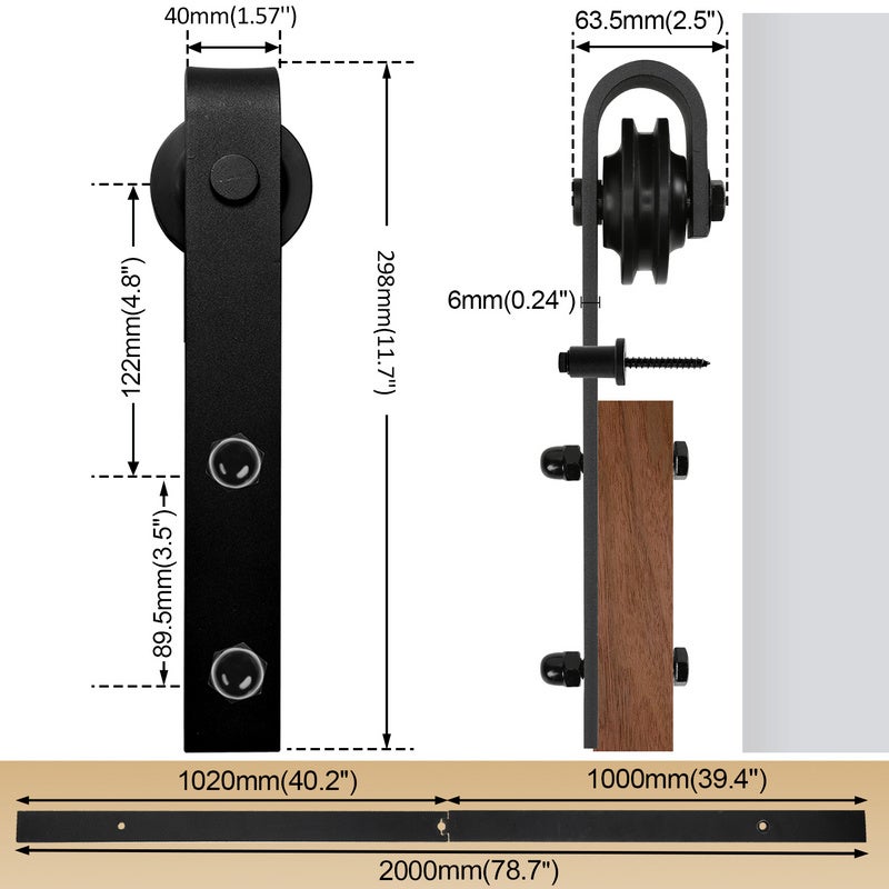 Puerta corredera Stripes 200cm Puerta corredera Carril-guía Puerta de madera Accesorios para puertas - 2