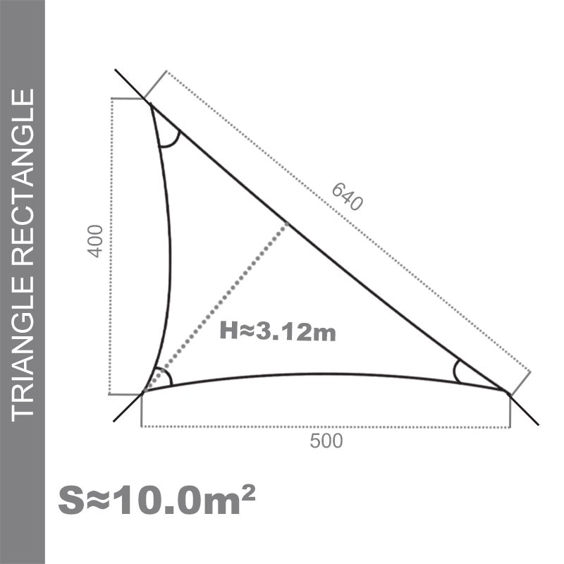 Voile d'ombrage 4 x 5 x 6,4 m imperméable 220g/m² Haute densité - Tissu déperlant - Beige crème - 4