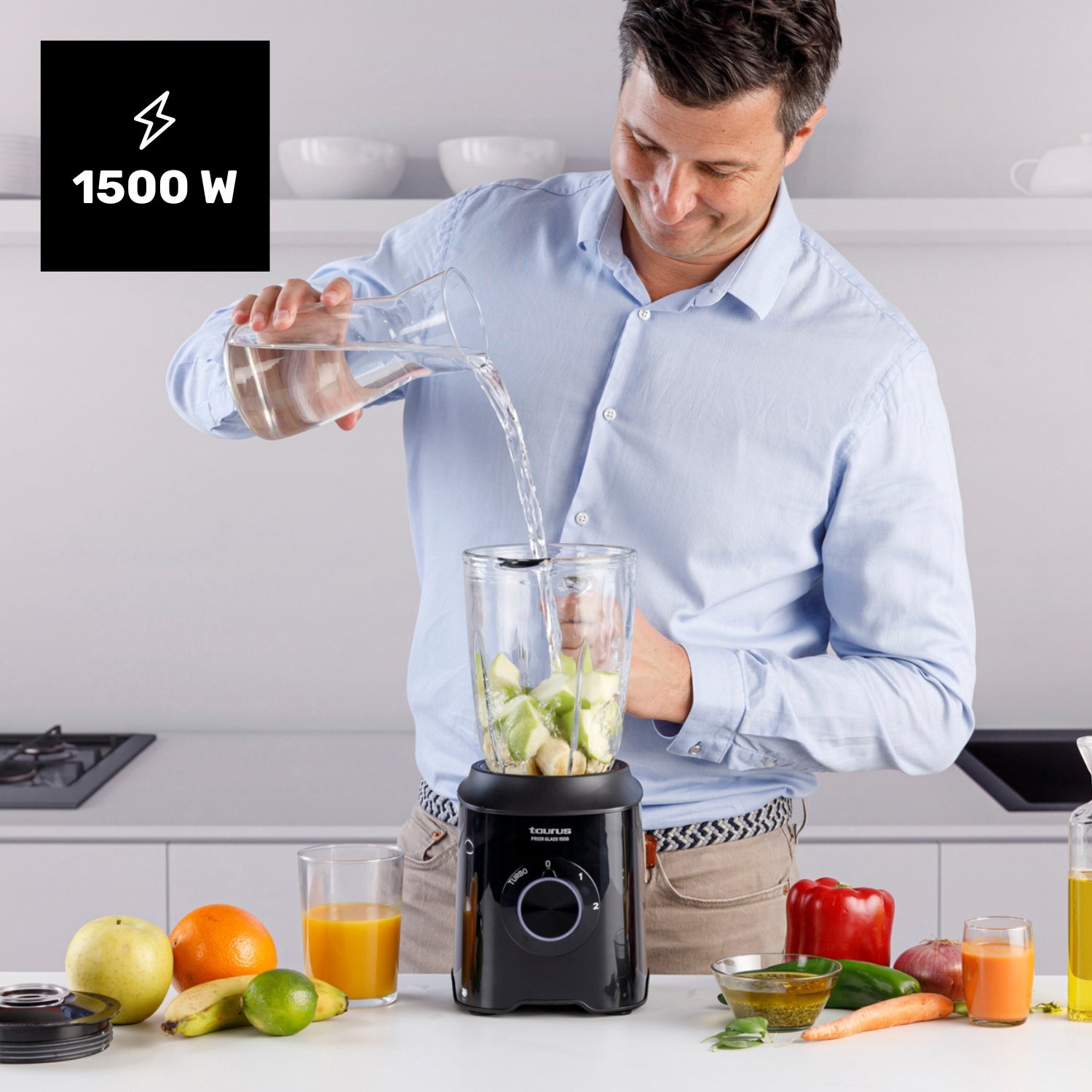 Taurus - Frullatore A Bicchiere Potente Prior Inox 1500W | 2 Velocità