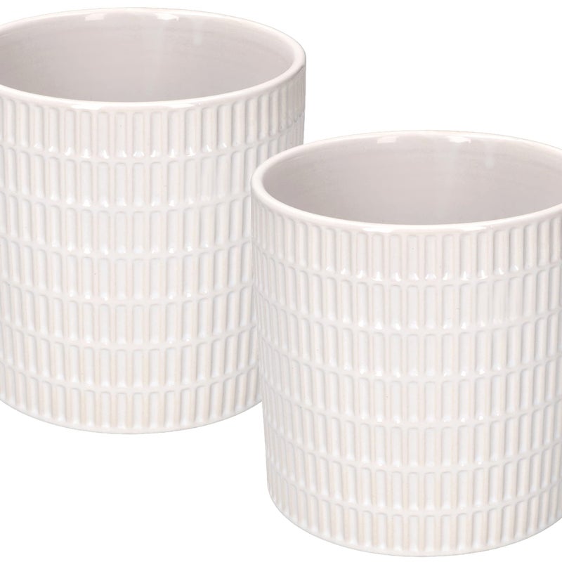 Zestaw 2x doniczka osłonka 12 ceramika szkliwiona - KOTARBAU