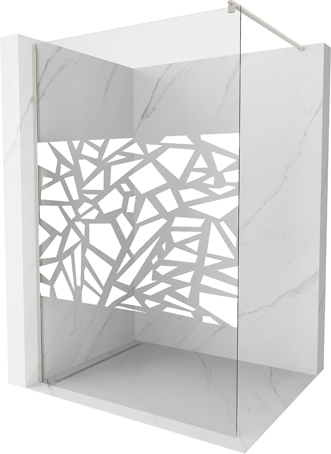 Mexen Kioto ścianka prysznicowa Walk-in 140 x 200 cm, biały wzór 8 mm, nikiel szczotkowany - 800-140-101-97-85
