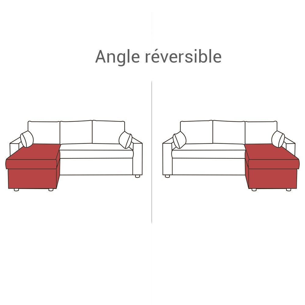Canapé d'angle ODEON convertible, coffre et réversible / Beige - 7