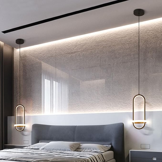 Czarna lampa wisząca LED 21 W, z regulacją jasności, 15 cm x 15 cm x 35 cm, czarna, do salonu i jadalni