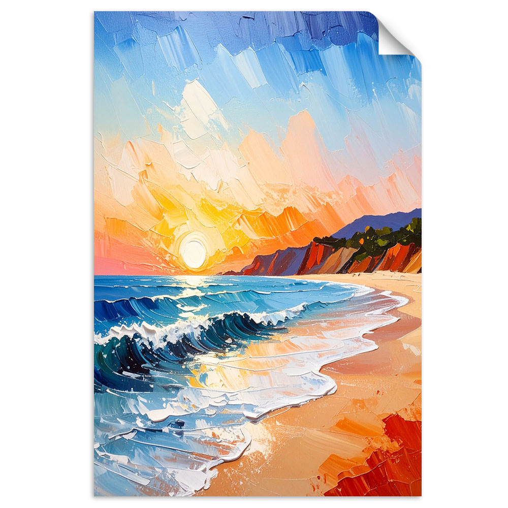 Naklejka na ścianę, Pejzaż Morze Plaża Zachód słońca 60x90