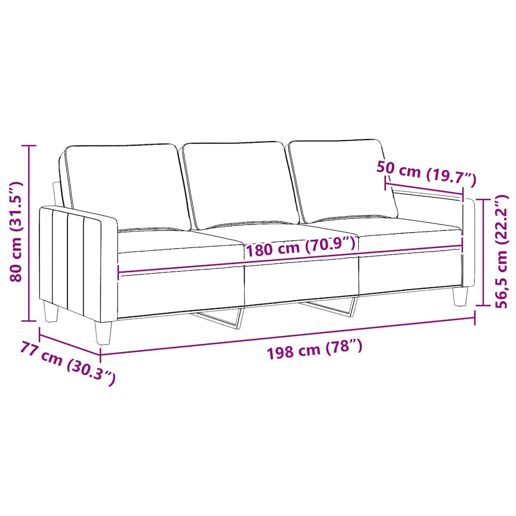 vidaXL Canapé à 3 places Marron 180 cm Tissu - 8