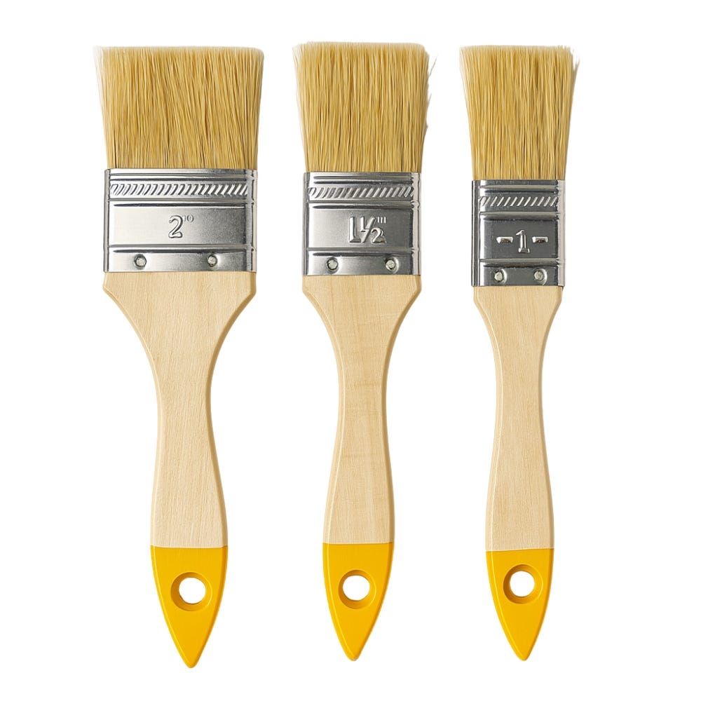 VGECEE Lot De 3 Pinceaux Plats En Nylon - Tailles 26/54/75mm, Manche En Bois Pour Peinture à L'huile, Acrylique, Aquarelle
