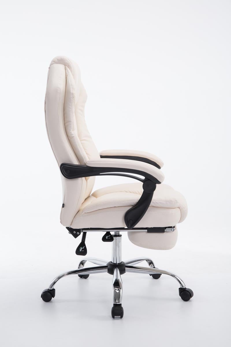 Fauteuil de bureau ergonomique en synthétique crème avec repose-pieds et accoudoirs BUR10377 - 3