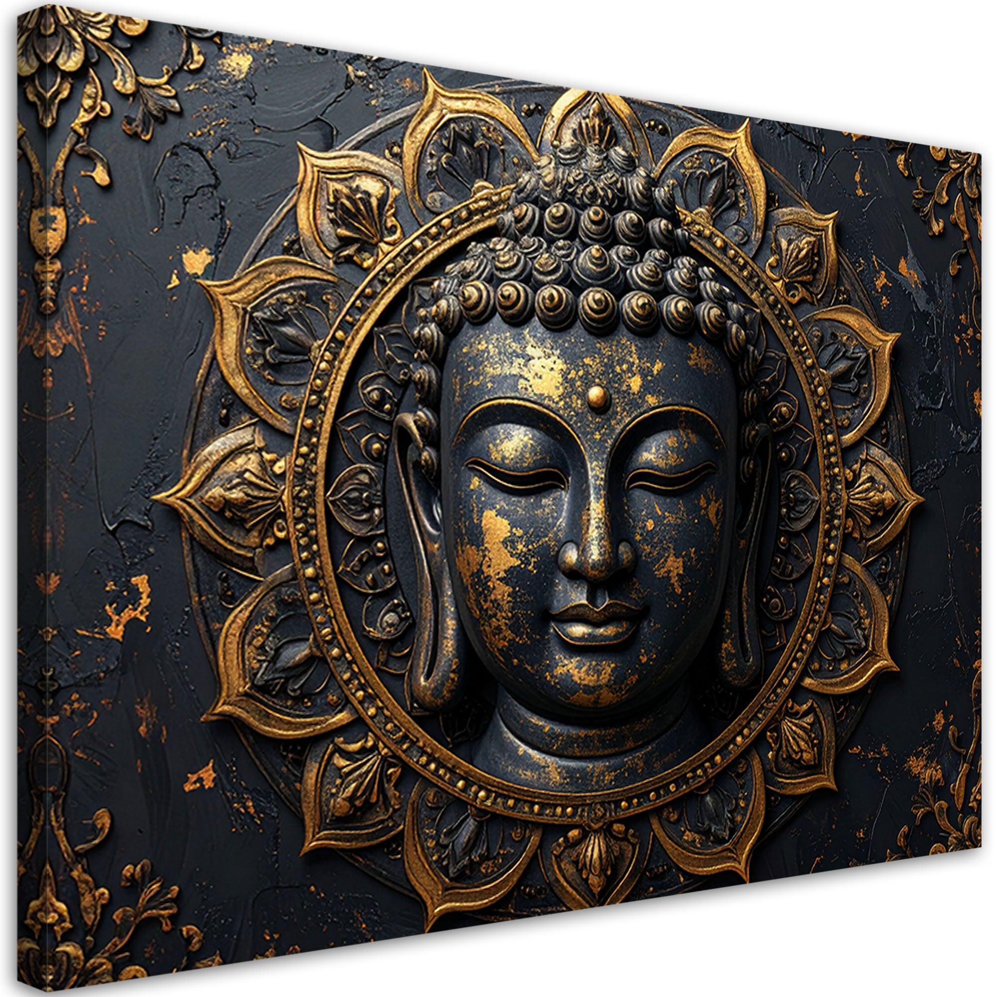 Obraz do salonu sypialni biura, Mandala Budda Zen Spa czarno złoty 60x40