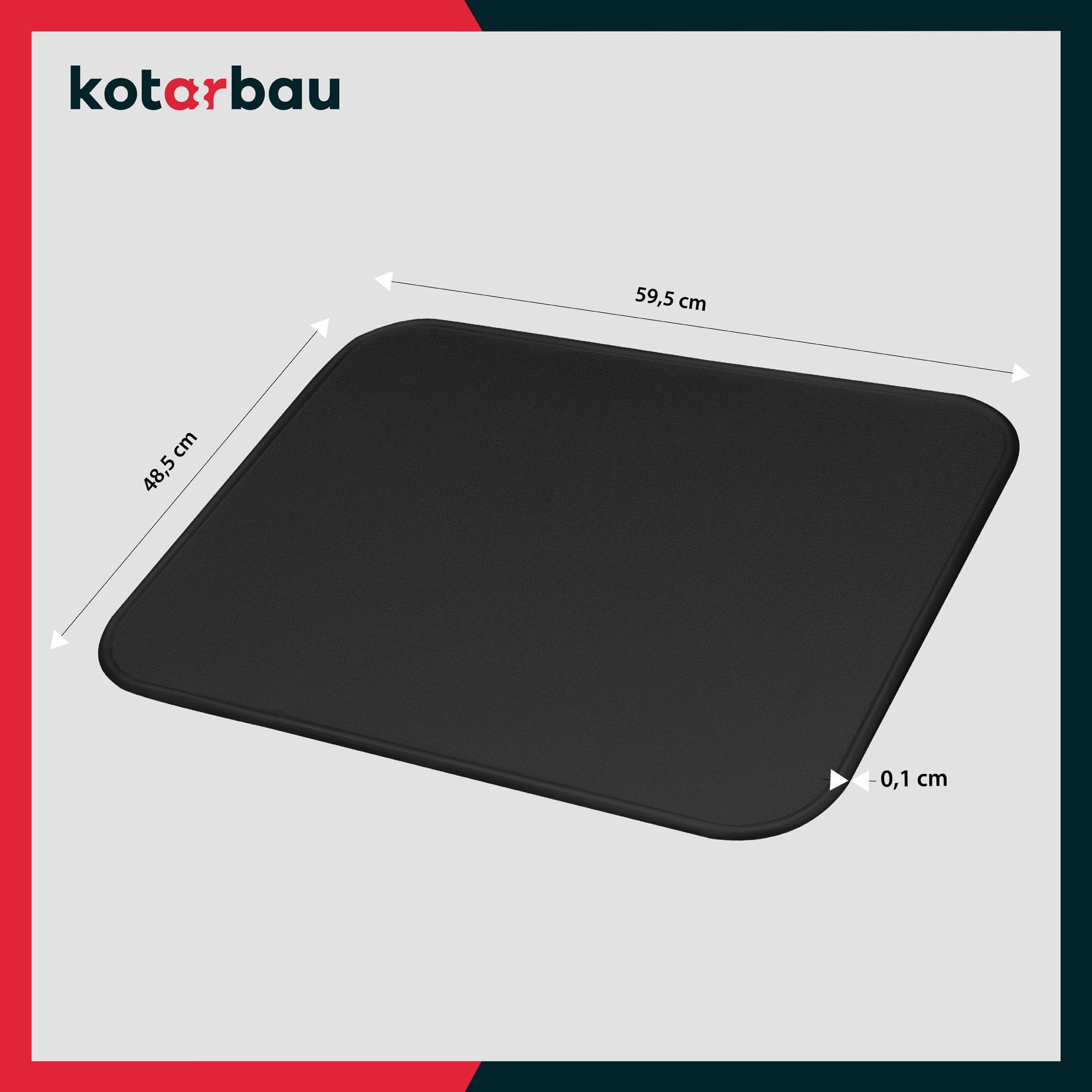 Plaque de protection de sol pour poêles et cheminées 48 x 60 cm - en acier - Noir - Protection Anti-Étincelles pour Foyers - KOTARBAU - 4