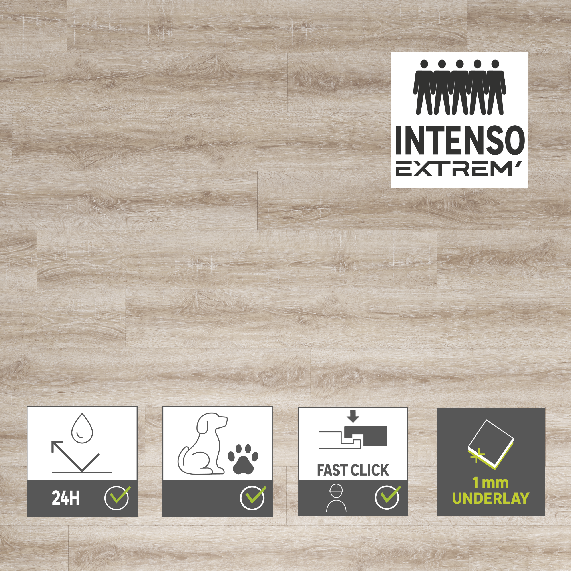 ARTENS - Lames PVC à clipser intenso extrem' XL sous couche intégrée- Effet bois beige naturel - Ep totale 5,5 mm - 1,54 m²/ 7 lames - TELMEN - 3