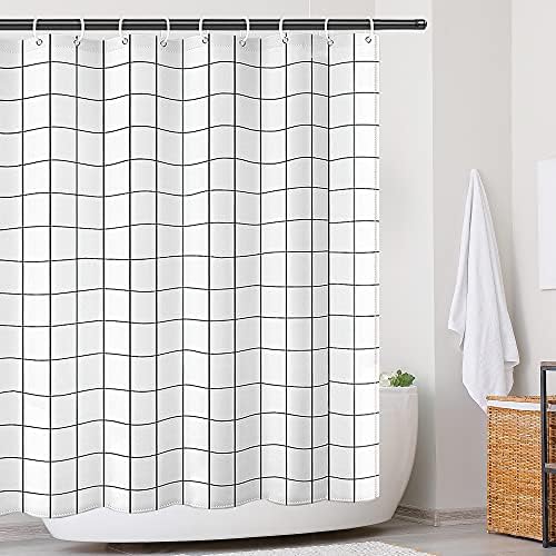 Szybkoschnąca, wodoodporna zasłona prysznicowa z obciążonym brzegiem, zmywalna, poliestrowa zasłona łazienkowa z 12 haczykami, 180 x 200 cm