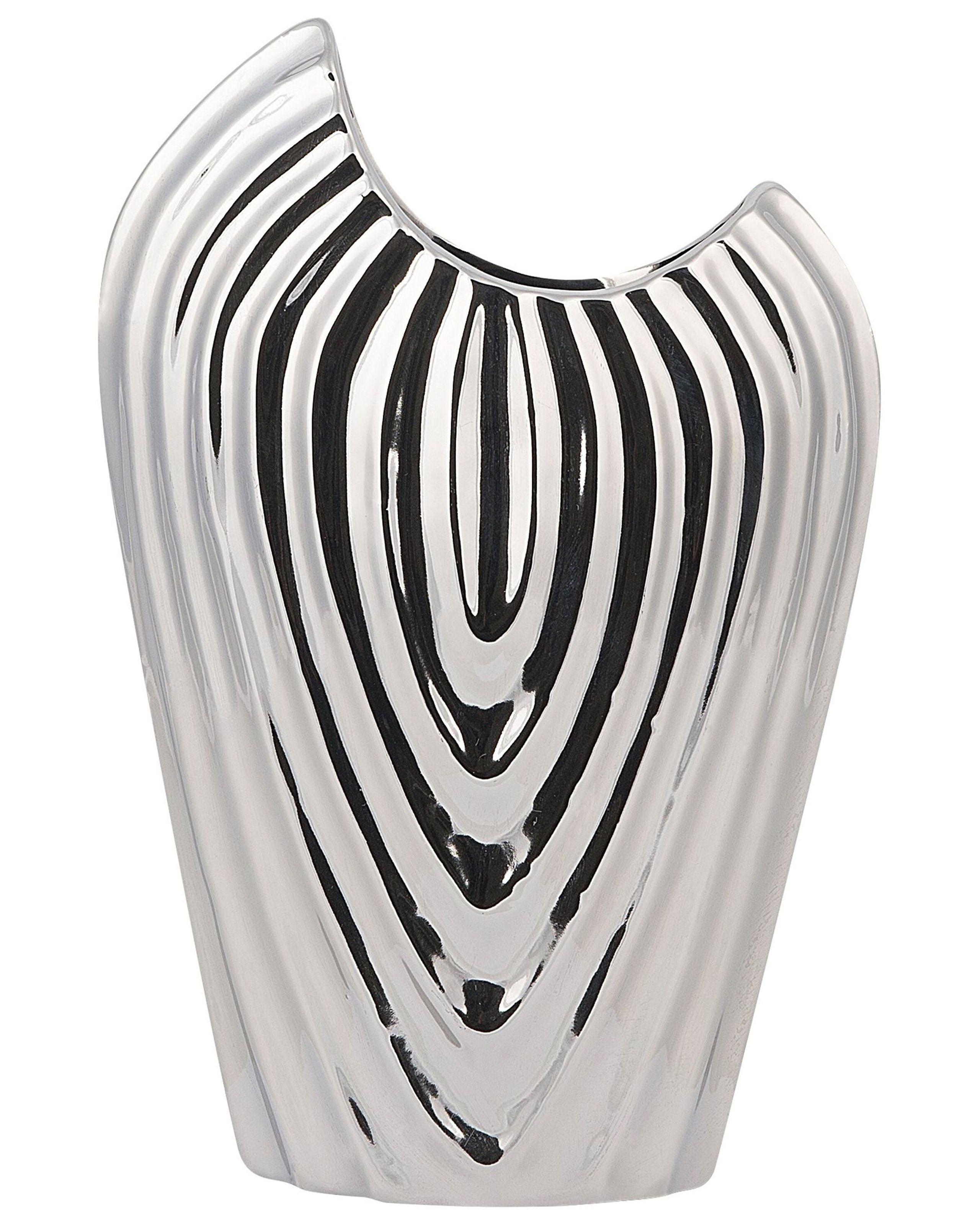 Vase décoratif ECETRA Grès 26 cm Argenté - 5