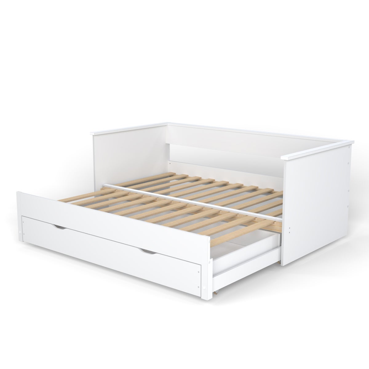 Lit banquette extensible 80x200 tiroir et sommiers inclus Alice Blanc - 2