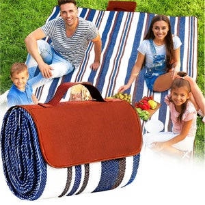 Sekey 200 x 200 cm Coperta Picnic Impermeabile, Pieghevole Portatile Coperta da Spiaggia Tappeto per Picnic Outdoor Giardino Campeggio (200 x 200 cm, Blu