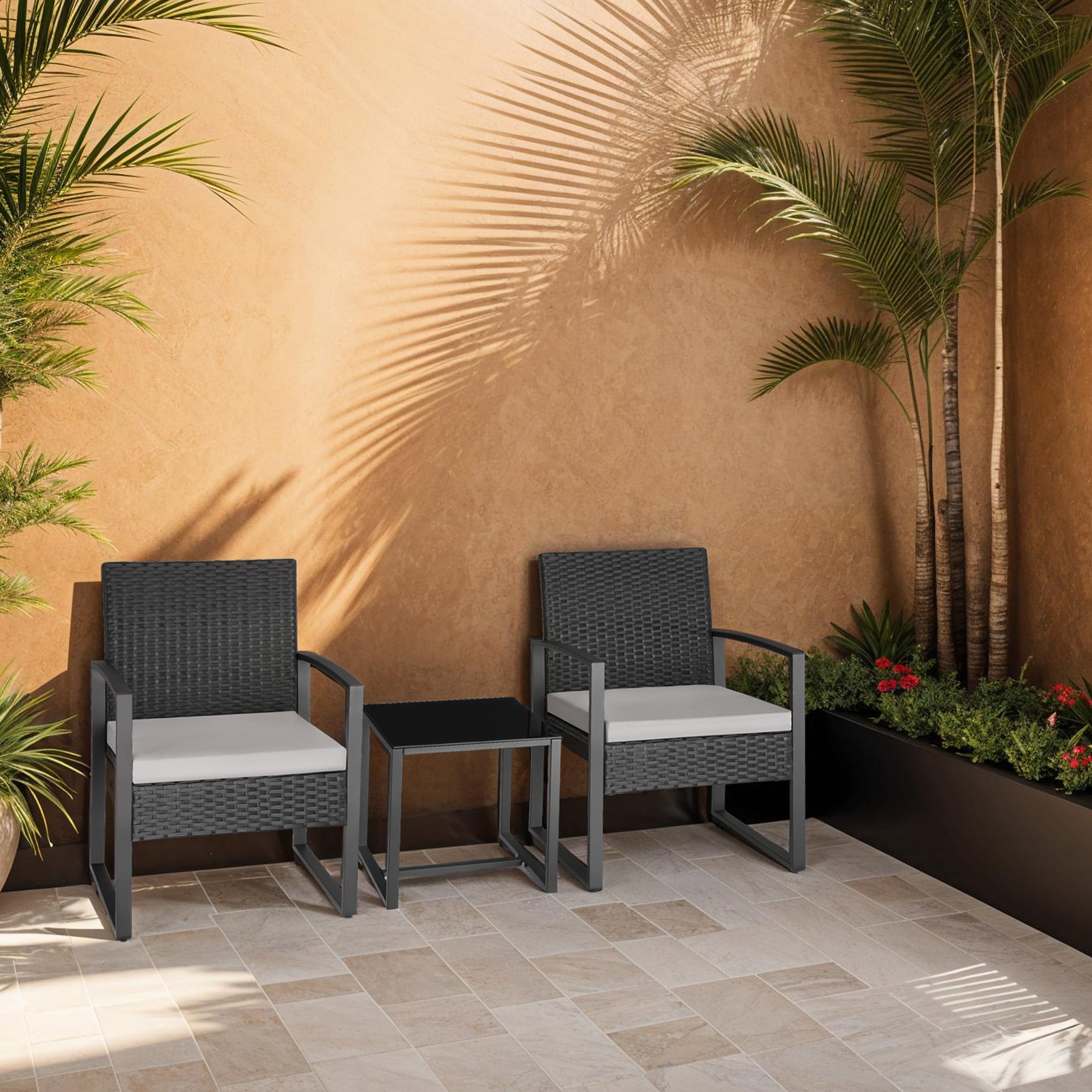 TECTAKE Conjunto de rattan para 2 pessoas - 2