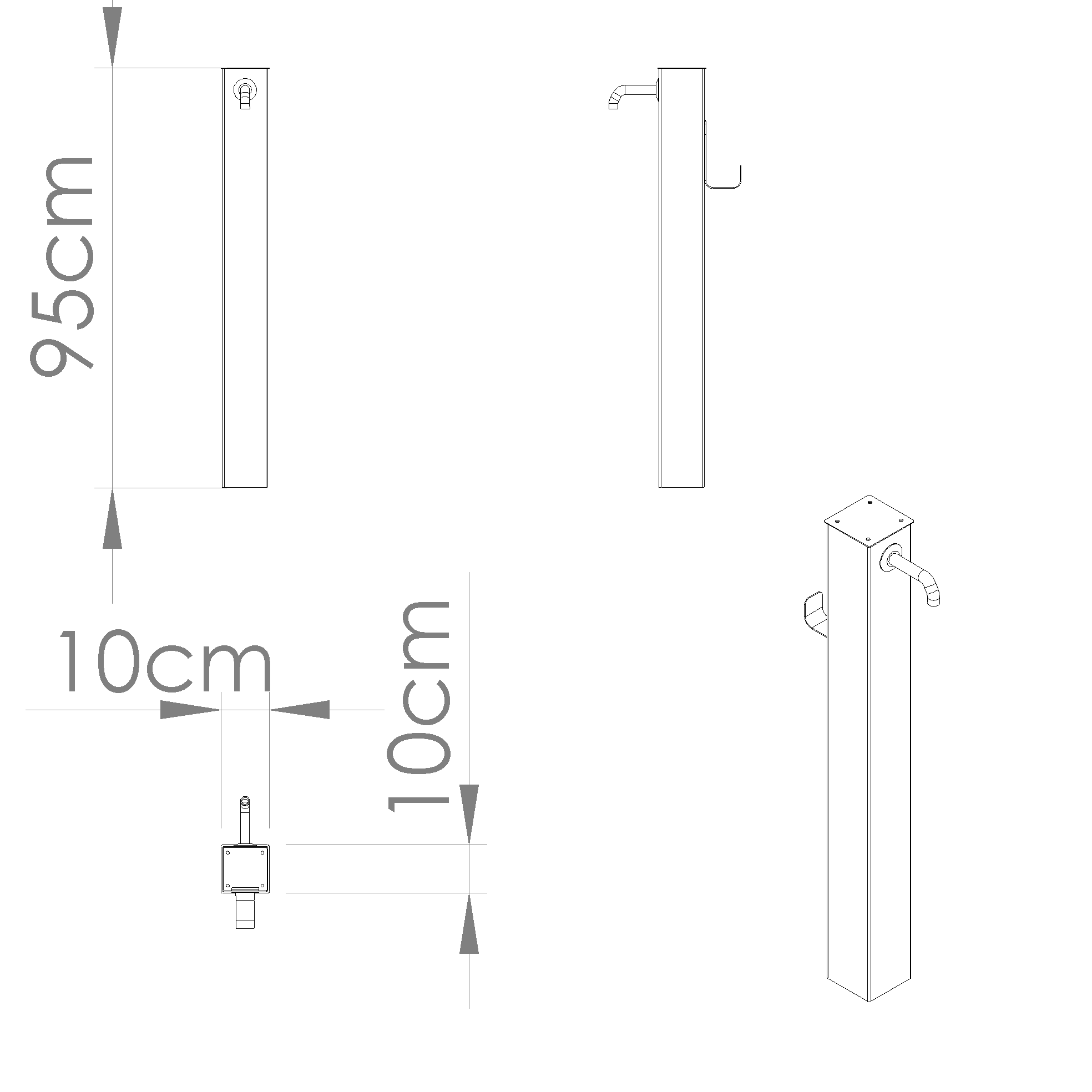 Fontaine colonne de jardin anthracite - Design moderne et durable - 3
