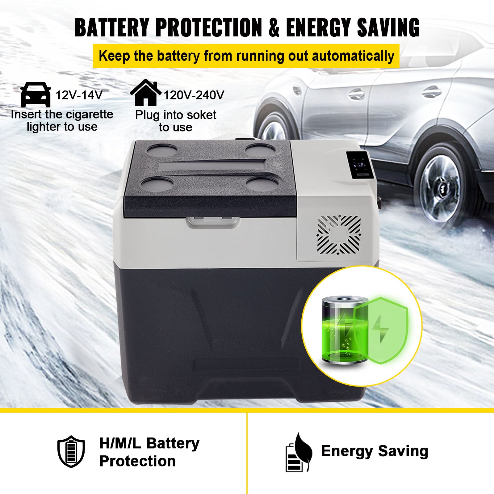 Réfrigérateur voiture SucceBuy 50L / 52,8QT,congélateur portable -4℉ à 68℉,zone unique avec roues et poignée,refroidisseur pour camping extérieur - 8