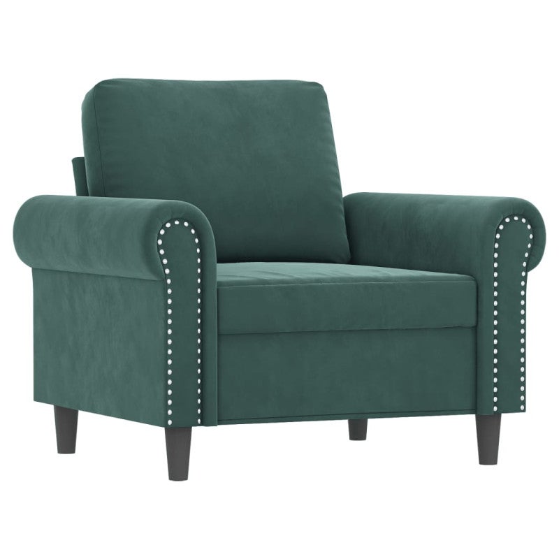 Poltroncina con Poggiapiedi Verde Scuro 60 cm in Velluto vidaXL - 4