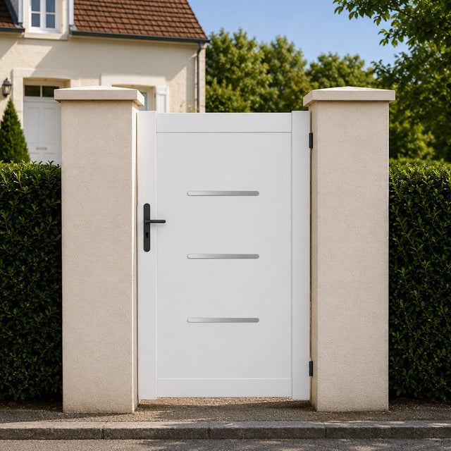 Portillon battant manuel PVC blanc BRIANÇON L 100 x H 160 cm - poignée à gauche