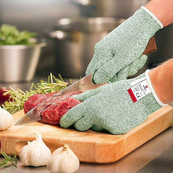 Gants anti-coupure – 100 % alimentaire, protection niveau 5, ambidextres, verts.M*22cm - 2