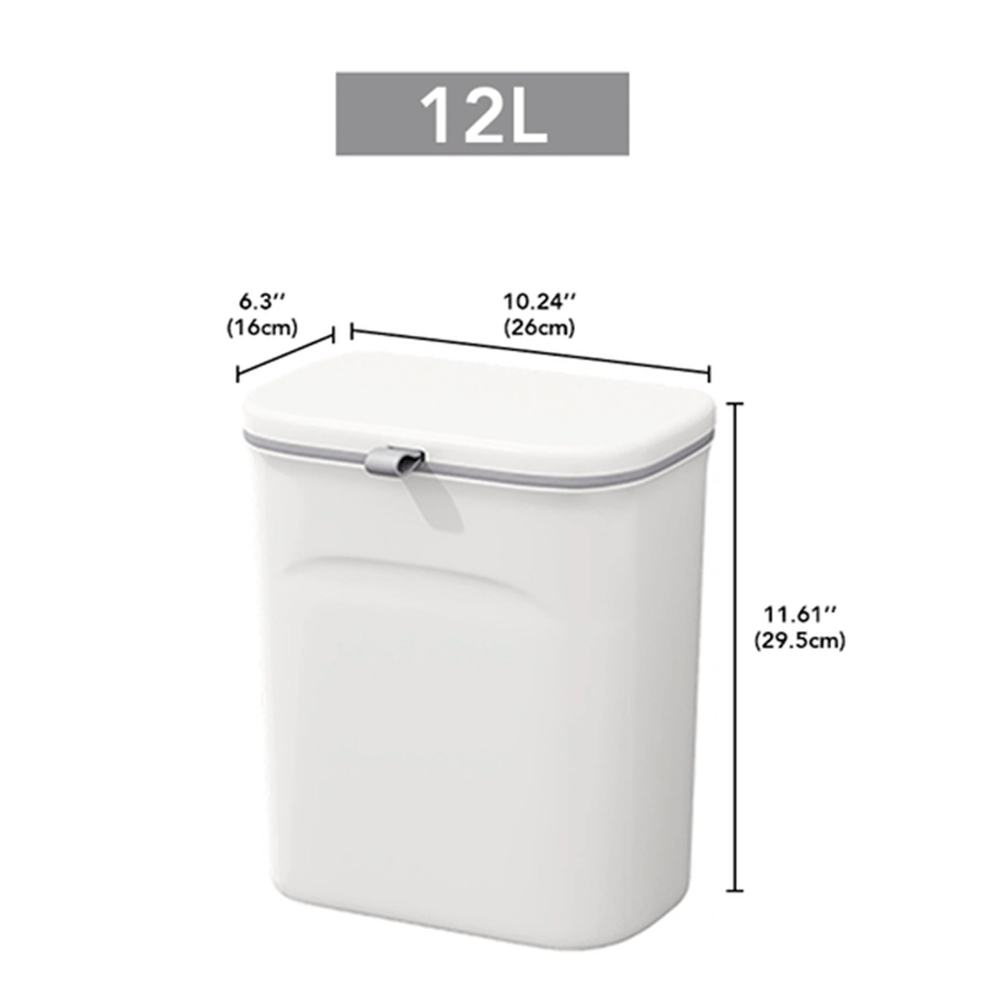 JOYBOS Poubelle De Cuisine 12L Avec Compartiment Sec Et Humide - 2 Bacs, Format Carré Compact 20x20cm, Blanc Avec Poignée