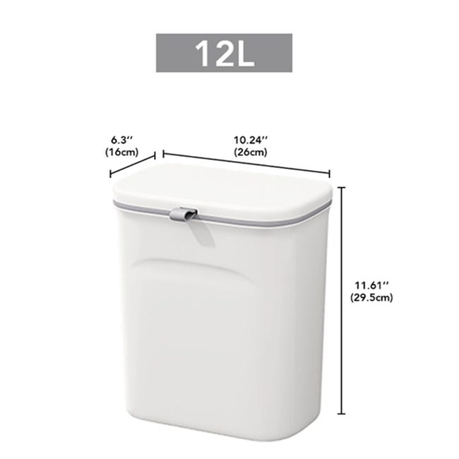 JOYBOS Poubelle De Cuisine 12L Avec Compartiment Sec Et Humide - 2 Bacs, Format Carré Compact 20x20cm, Blanc Avec Poignée