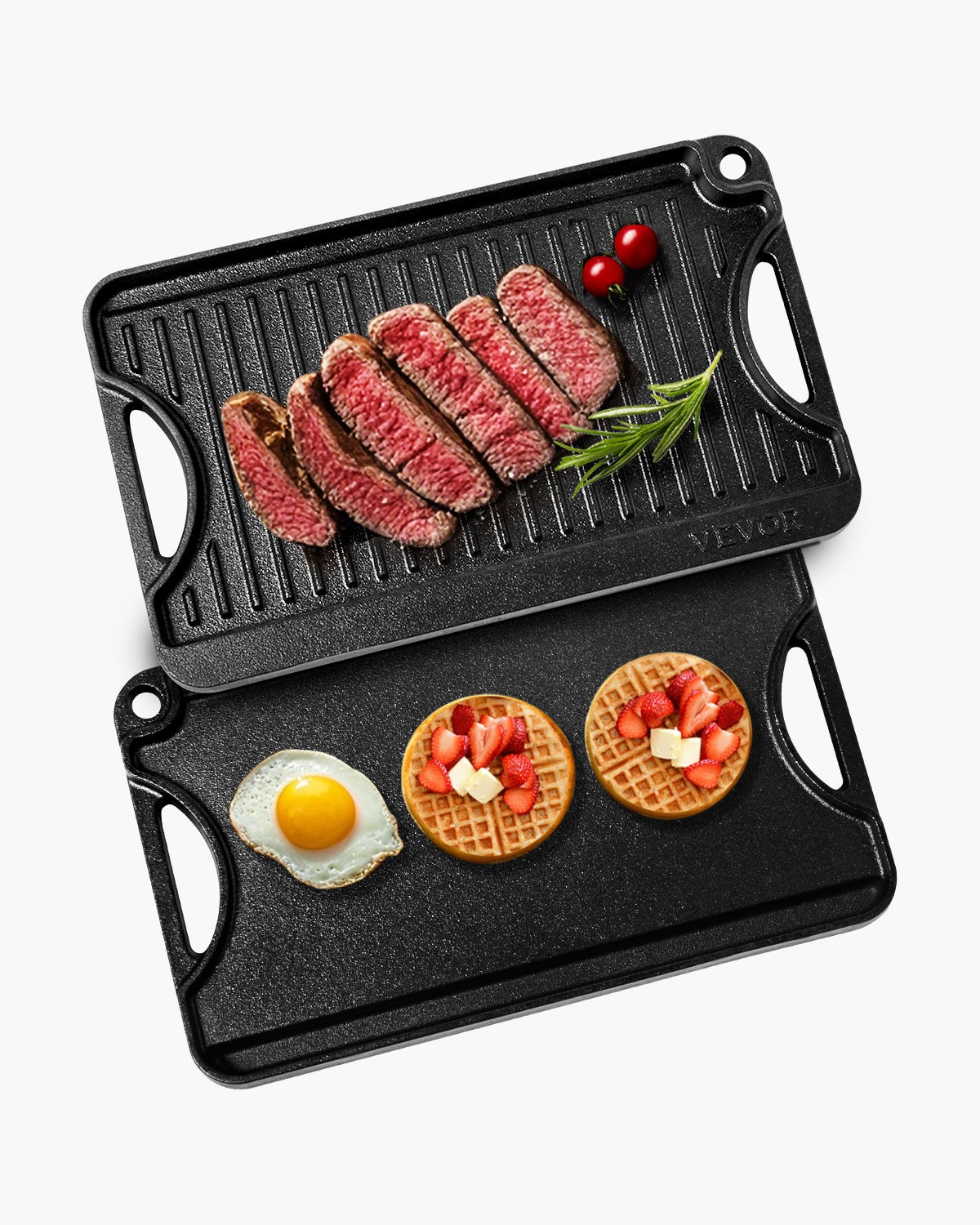 Reversible Griddle Pre-Seasoned BBQ Patelnia żeliwna 185x342mm VEVOR