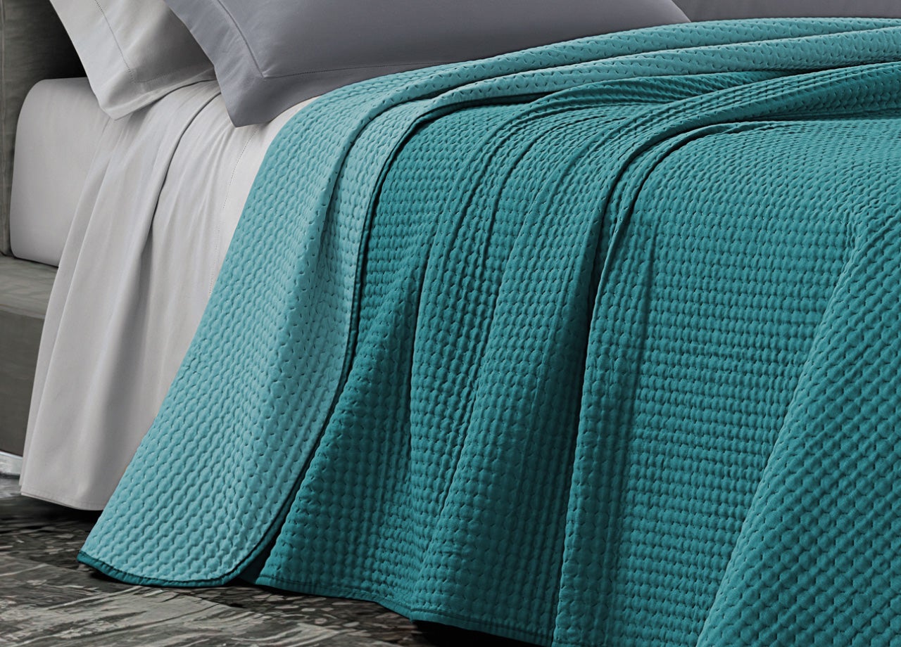 Trapuntino Estivo Matrimoniale In Microfibra - 260x250 Cm - Leggero 100gr/mq - Verde Quadri - Foto 12