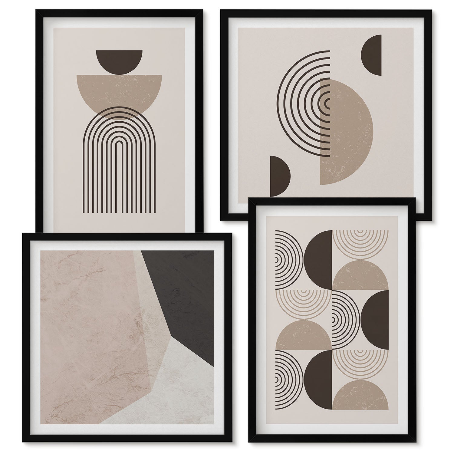 Ensemble de 4 tableaux encadrés | motifs géométriques abstraits ...