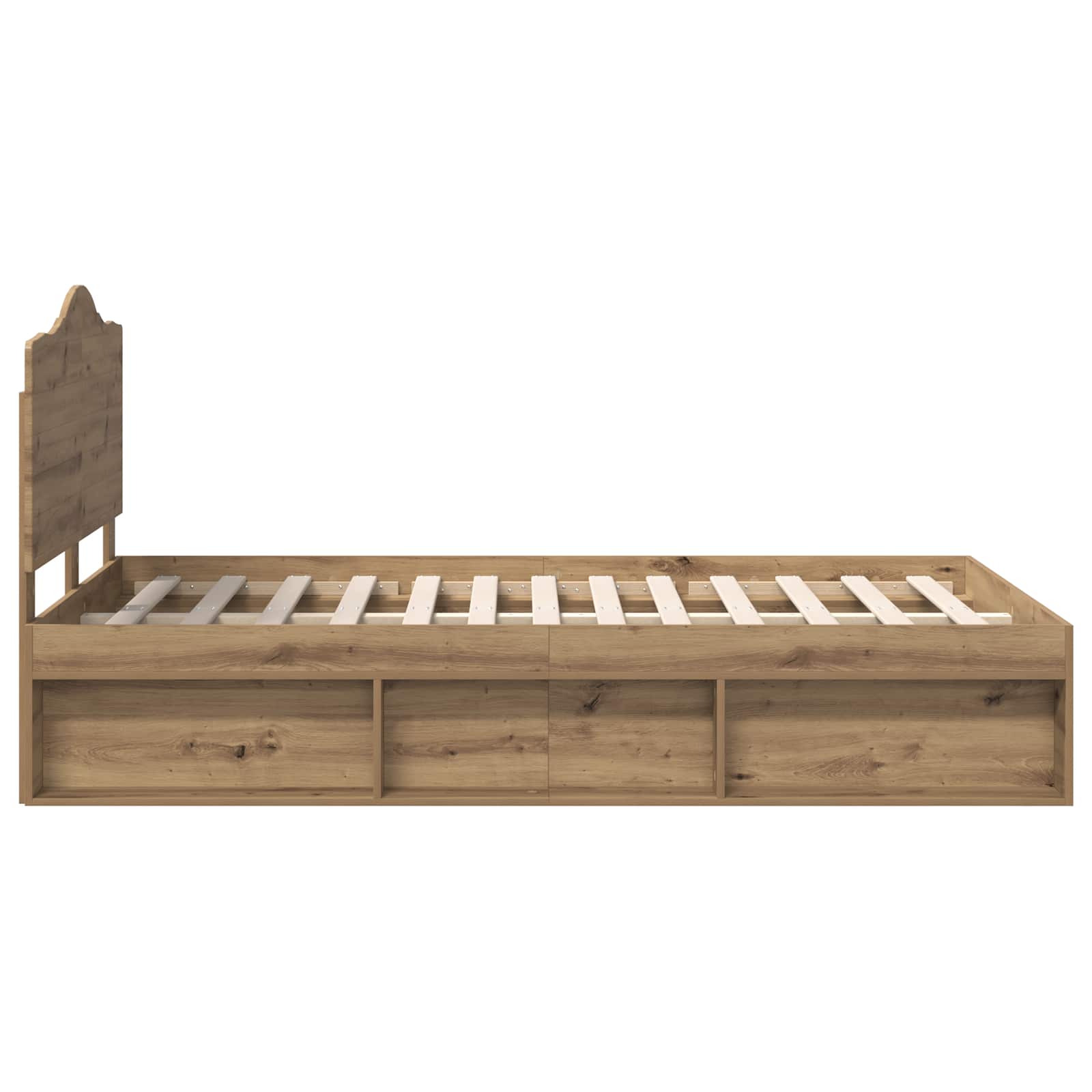Cadre de lit chêne artisanal 120 x 190 cm bois de pin massif - 8